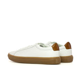 DapperFam Verve in White Men's Italian Leather Low Kick