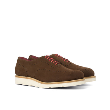DapperFam Giuliano in Med Brown Men's Lux Suede Whole Cut in Med Brown
