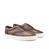 DapperFam Riccardo in Brown Men's Hand-Painted Italian Leather Top Sider in Brown