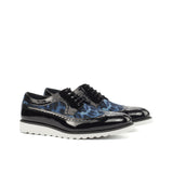 DapperFam Zephyr in Leopard / Black Men's Sartorial & Italian Patent Leather Longwing Blucher in Leopard / Black