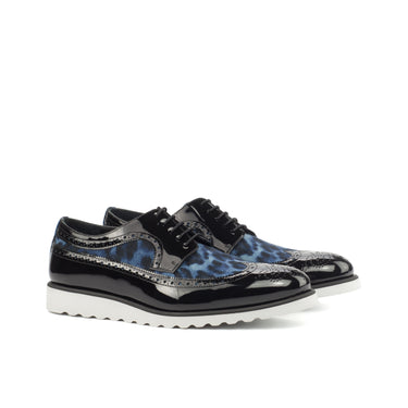 DapperFam Zephyr in Leopard / Black Men's Sartorial & Italian Patent Leather Longwing Blucher in Leopard / Black