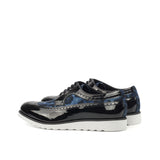 DapperFam Zephyr in Leopard / Black Men's Sartorial & Italian Patent Leather Longwing Blucher