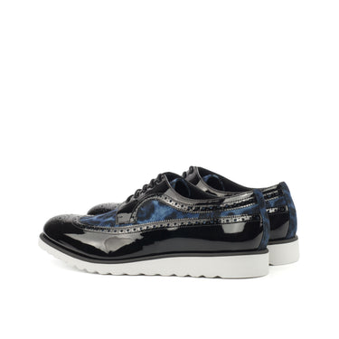 DapperFam Zephyr in Leopard / Black Men's Sartorial & Italian Patent Leather Longwing Blucher