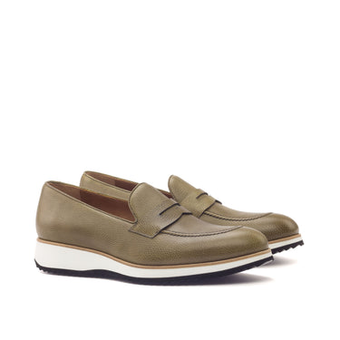 DapperFam Luciano in Olive Men's Italian Full Grain Leather Loafer in Olive #color_ Olive