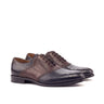 DapperFam Fabrizio in Black / Dark Brown / Dark Brown Men's Italian Leather Saddle in Black / Dark Brown / Dark Brown