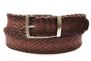 Paul Parkman Men's Woven Leather Belt in Brown