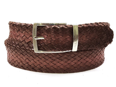 Paul Parkman Men's Woven Leather Belt in Brown