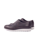 DapperFam Zephyr in Dark Brown Men's Italian Leather & Italian Pebble Grain Leather Longwing Blucher