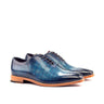 DapperFam Giuliano in Denim / Brown Men's Hand-Painted Patina Whole Cut in Denim / Brown