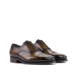 DapperFam Rafael in Tobacco Men's Hand-Painted Patina Oxford in Tobacco