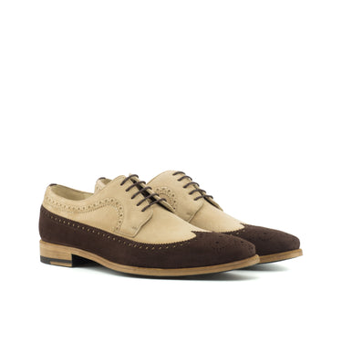 DapperFam Zephyr in Brown / Taupe Men's Italian Suede Longwing Blucher in Brown / Taupe #color_ Brown / Taupe