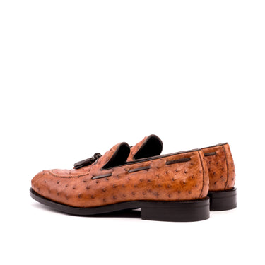DapperFam Luciano in Dark Brown / Cognac Men's Italian Leather & Exotic Ostrich Loafer in