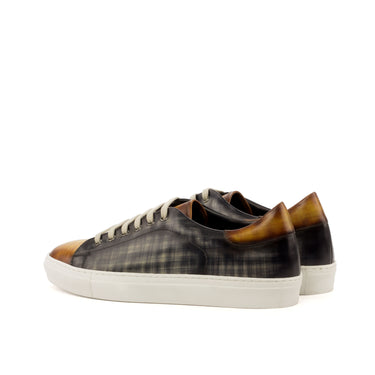 DapperFam Rivale in Grey / Cognac Men's Hand-Painted Italian Leather Trainer in