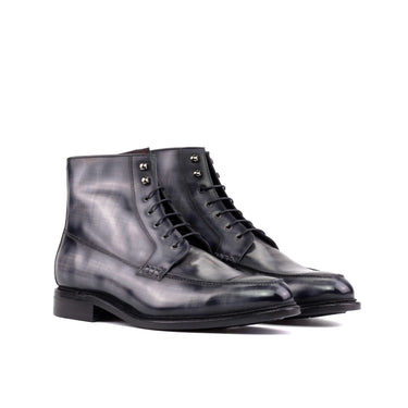 DapperFam Ryker in Grey Men's Hand-Painted Patina Moc Boot in Grey