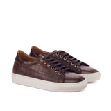 DapperFam Rivale in Dark Brown Men's Italian Croco Embossed Leather Trainer in Dark Brown