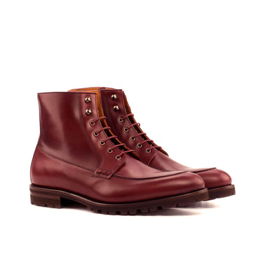 DapperFam Ryker in Burgundy Men's Italian Leather Moc Boot in Burgundy #color_ Burgundy