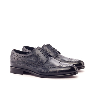 DapperFam Zephyr in Grey / Red Men's Hand-Painted Patina & Italian Leather Longwing Blucher in Grey / Red