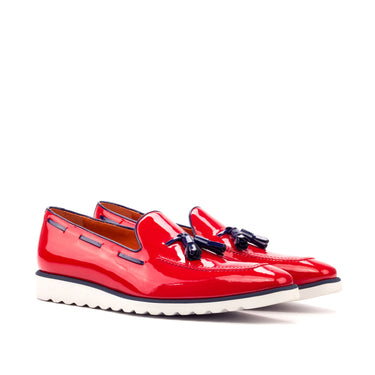DapperFam Luciano in Red / Cobalt Blue Men's Italian Patent Leather Loafer in Red / Cobalt Blue #color_ Red / Cobalt Blue