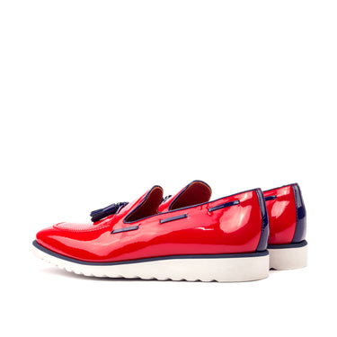 DapperFam Luciano in Red / Cobalt Blue Men's Italian Patent Leather Loafer in #color_