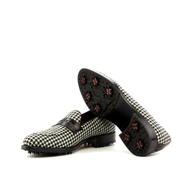 DapperFam Luciano Golf in Houndstooth / Black Men's Italian Croco Embossed Leather & Sartorial Loafer in