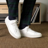 DapperFam Verve in White Men's Italian Leather Low Kick