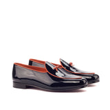 DapperFam Marcello in Black Men's Italian Patent Leather Belgian Slipper