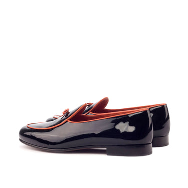 DapperFam Marcello in Black Men's Italian Patent Leather Belgian Slipper