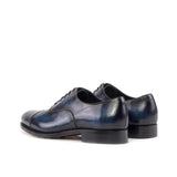 DapperFam Rafael in Denim Men's Hand-Painted Patina Oxford