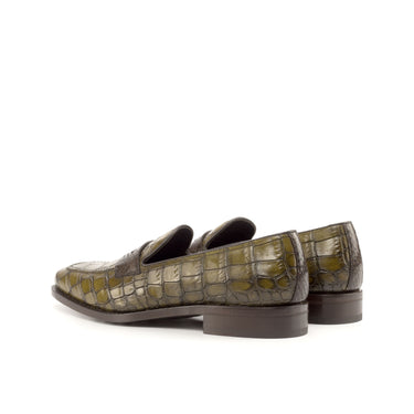 DapperFam Luciano in Olive / Dark Brown Men's Italian Leather & Exotic Python Loafer in #color_