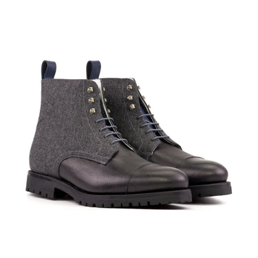 DapperFam Garrison in Black / Grey / Navy Men's Italian Leather Jumper Boot in Black / Grey / Navy