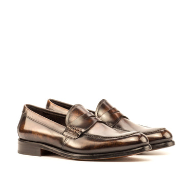 DapperFam Lia in Brown / Tobacco Women's Hand-Painted Patina Loafer Brown / Tobacco
