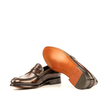 DapperFam Lia in Brown / Tobacco Women's Hand-Painted Patina Loafer in