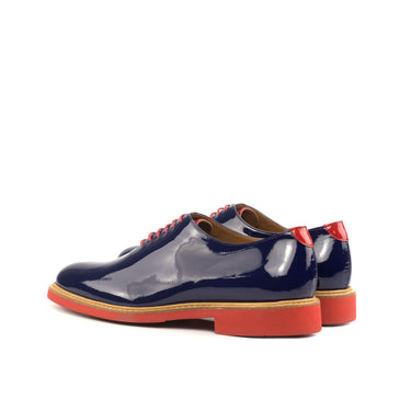 DapperFam Giuliano in Cobalt Blue / Red Men's Italian Suede & Patent Leather Whole Cut in