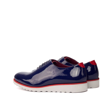 DapperFam Giuliano in Cobalt Blue / Red Men's Italian Suede & Italian Patent Leather Whole Cut in #color_