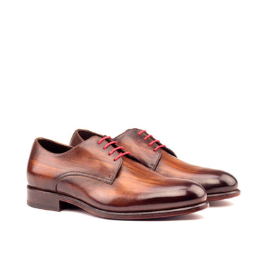 DapperFam Vero in Brown Men's Hand-Painted Patina Derby in Brown #color_ Brown