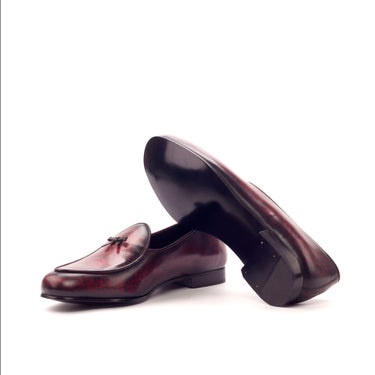 DapperFam Marcello in Brown / Burgundy Men's Hand-Painted Patina Belgian Slipper in #color_