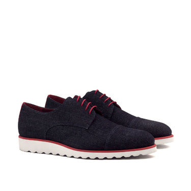 DapperFam Vero in Jeans / Red Men's Sartorial & Italian Suede Derby in Jeans / Red #color_ Jeans / Red