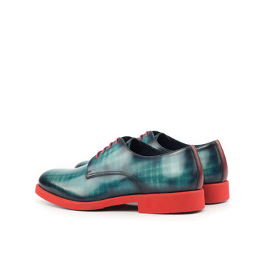 DapperFam Vero in Turquoise / Red Men's Italian Leather & Hand-Painted Patina Derby in #color_