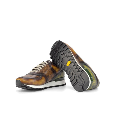 DapperFam Veloce in Cognac / Brown / Khaki Men's Hand-Painted Patina Jogger in #color_