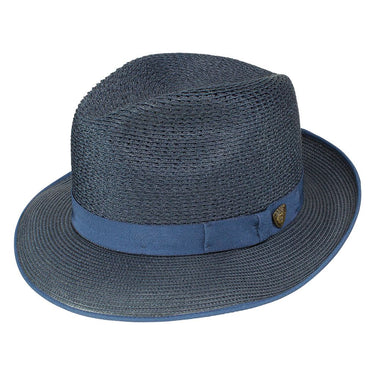 Stetson Regalis B Vented Pinch Front Straw Fedora in Navy