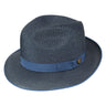 Stetson Regalis B Vented Pinch Front Straw Fedora in Navy #color_ Navy