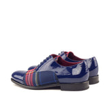 DapperFam Rafael in Tartan / Cobalt Blue Men's Sartorial & Italian Patent Leather Oxford
