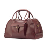 DapperFam Luxe Men's Travel Duffle in Burgundy Painted Calf
