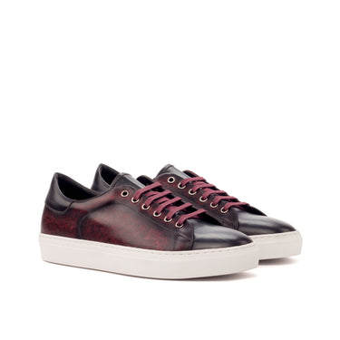DapperFam Rivale in Burgundy Men's Hand-Painted Italian Leather Trainer in Burgundy #color_ Burgundy