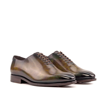 DapperFam Giuliano in Green Men's Hand-Painted Patina Whole Cut in Green #color_ Green