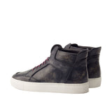 DapperFam Dante in Dark Grey Men's Hand-Painted Italian Leather High Top
