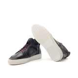 DapperFam Dante in Dark Grey Men's Hand-Painted Italian Leather High Top