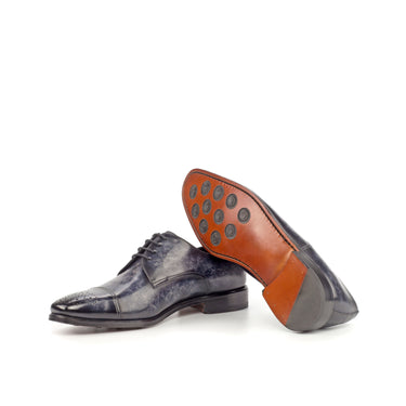DapperFam Vero in Grey / Black Men's Italian Croco Embossed Leather & Hand-Painted Patina Derby in #color_