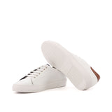 DapperFam Rivale in White / Brown Men's Italian Leather Trainer