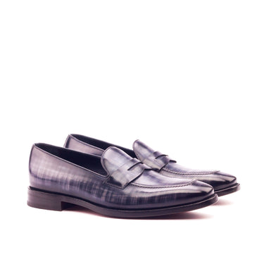 DapperFam Luciano in Grey Men's Hand-Painted Patina Loafer in Grey